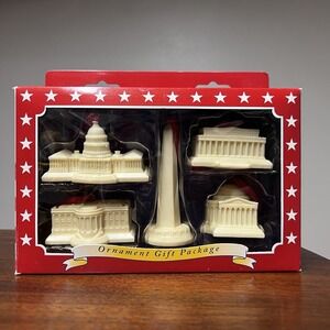 Ornament Set Washington D.C. Memorial White House Lincoln Jefferson USA Capital